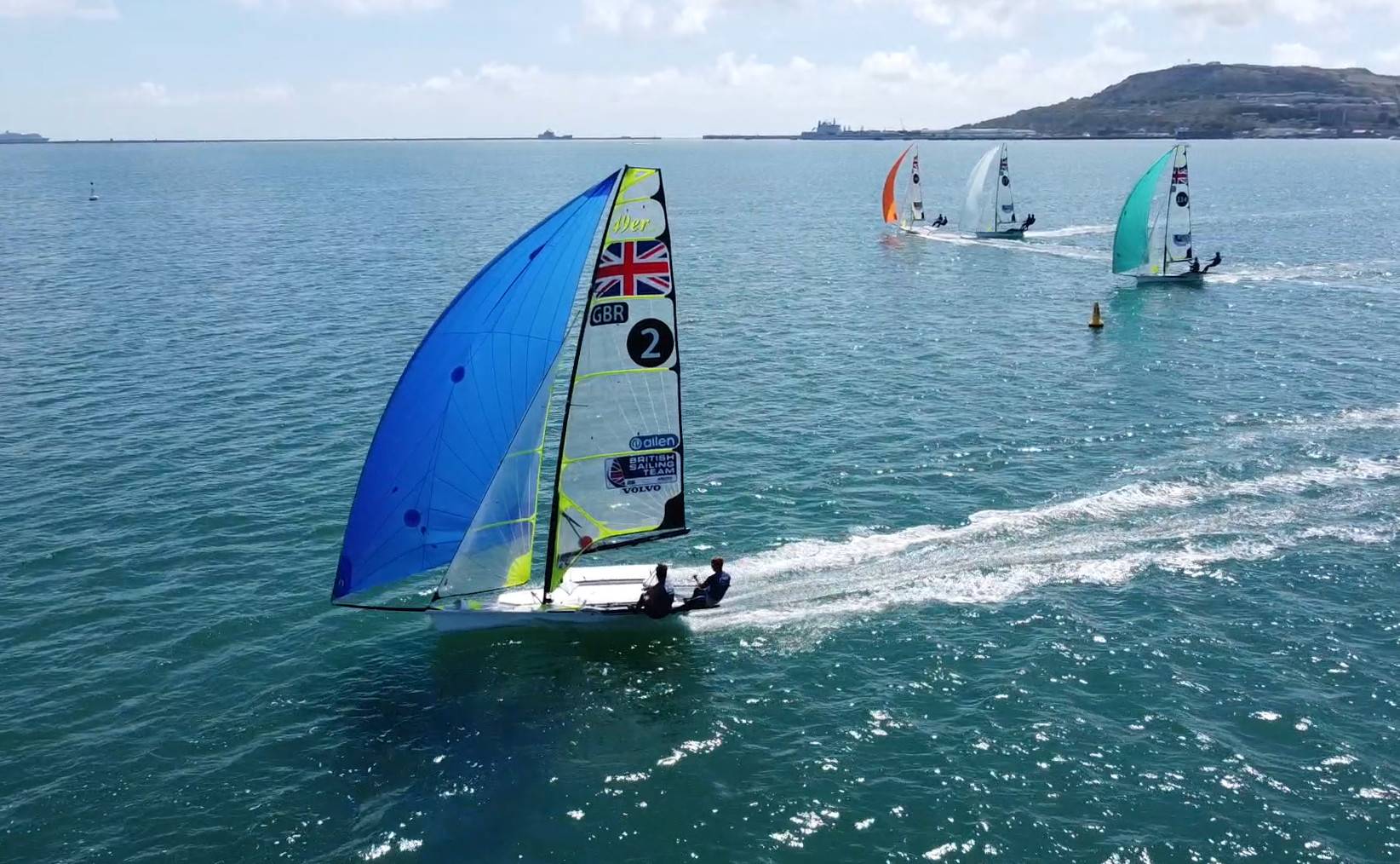 49er sailing skiff in weymouth harbour