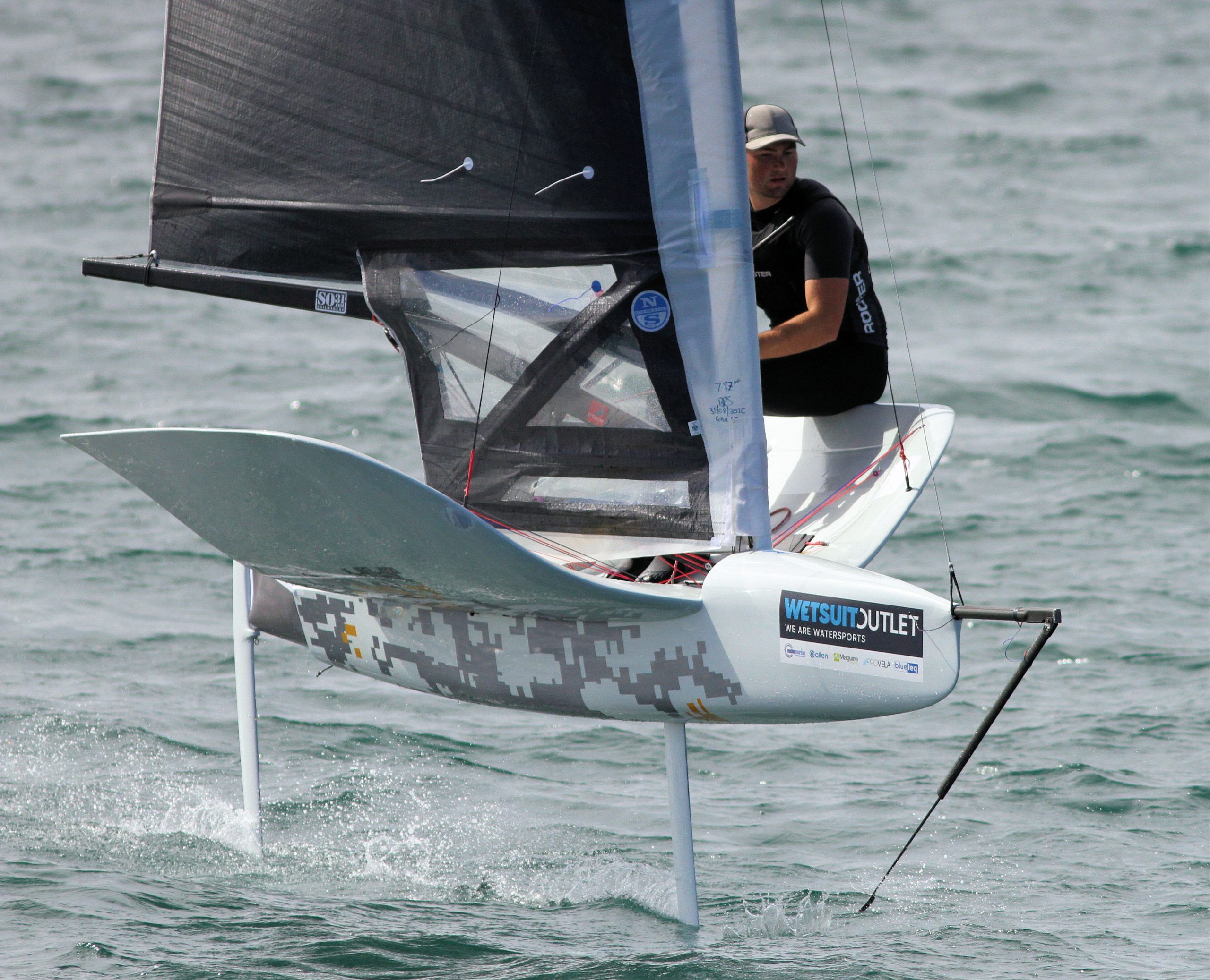 Billy Vennis-Ozanne sailing his rocket international moth